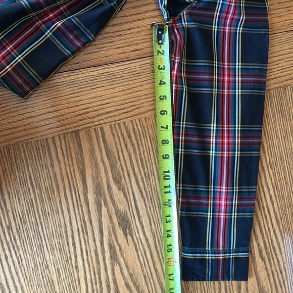 J. Crew Red, Black, Green and Gold Plaid Rhinestone Button-Down Shirt Size XL - Picture 12 of 14